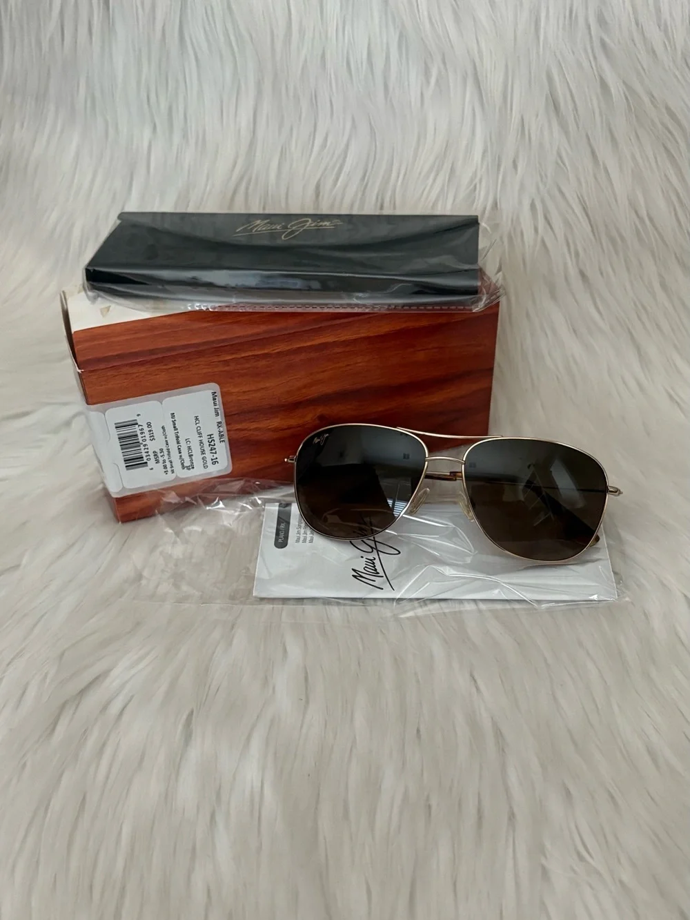 Maui Jim Cliff House Large Aviator Sunglasses - Gold Frames, Bronze Lenses - EUC